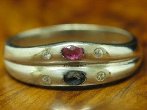 925 Anello IN Argento Sterling con Rubino,Spinello & Zirconi Incastonati / Rg - Foto 1 di 3