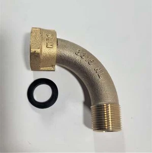 3/4" ANGLE Water Meter Coupling, NO-LEAD Brass 3/4" Swivel Cplg. nut x 3/4" NPT - Picture 1 of 4