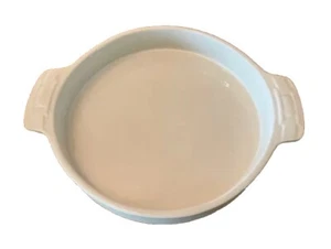 Tortiera Longaberger ceramica vetrificata "Tradizioni tessute" 9" avorio + coperchio plastica - Foto 1 di 7