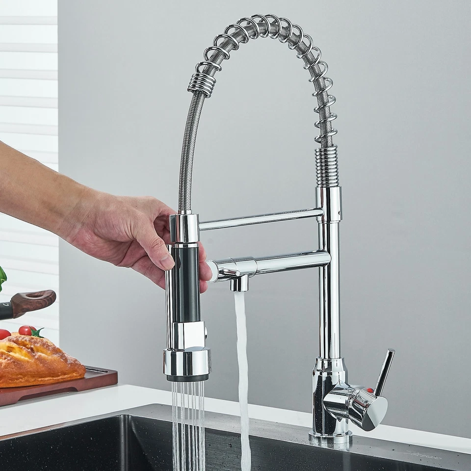 Orb LED Black 360° Kitchen Sink Faucet Pre-rinse Pull Down Sprayer Mixer Tap UK