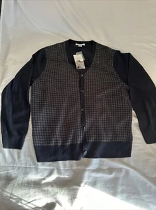 Grandpacore Knit Sweater Cottagecore Geoffrey Beene Black Men's XL Button Down - Picture 1 of 13
