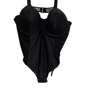 Black One Piece Swimsuit Padded Underwire Support Sexy Swimwear Plus Size 4x NWT - Picture 1 of 7