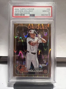 2024 Topps Chrome Jackson Holliday Gold RayWave Refractor Rookie #38/50 PSA 10 - Picture 1 of 4
