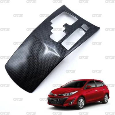 Black Carbon Gear Cover Trim For Toyota Yaris Vitz Hatchback 2017 2018 2019 - Image 1 of 4