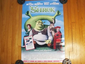 Póster de la película Shrek 2001 vintage 27x40 DreamWorks video tienda promoción Eddie Murphy - Imagen 1 de 16