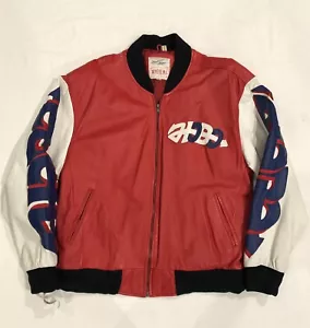 Rare 1991 Wheremi Michael Hoban Peace Graffiti USA Eagle Bomber Leather Jacket - Picture 1 of 12
