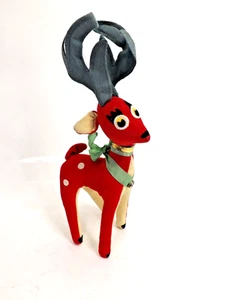 Vintage Dakin Dream Pets Rentier rot Samt Weihnachtsdeko Figur - Bild 1 von 12