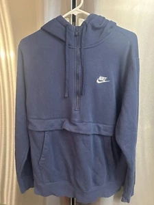 Y2K Nike Pullover— 1/4 Quarter Zip Embroidered Swoosh Navy Medium - Picture 1 of 6
