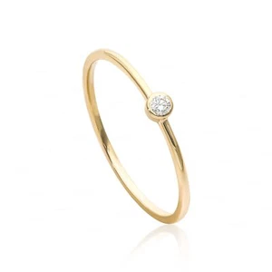 14K Gold 0.05 Ct. Solitaire Genuine Diamond Engagement Band Ring Jewelry - Picture 1 of 8