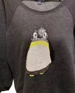 American Eagle Outfitters Sequin Penguin Large Long Sleeve Pullover Sweater - Picture 1 of 6