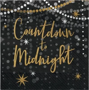 Midnight Hour New Year Year's Eve Holiday Party Bulk Paper Beverage Napkins - Picture 1 of 1