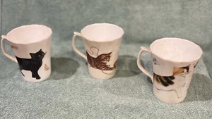 Gebrauchtes Set (3) elegante cremeweiße Katzenbecher von Herzogin Made in England - Bild 1 von 5