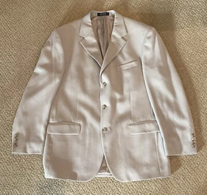 Andrew Fezza Beige Tan Men's Sports Coat Size Blazer Size 43R - Like New - Picture 1 of 6