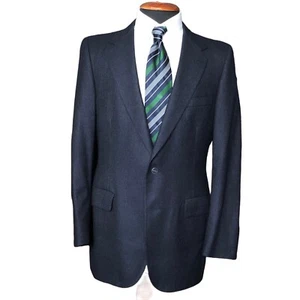 lanvin paris blazer sport coat vintage 38r dark blue striped wool single vent - Picture 1 of 10