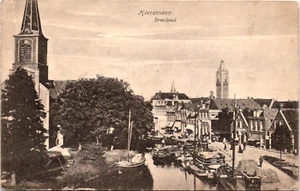 Postcard Netherlands • Breedpad Heerenveen Canal Boats Buildings • Posted 1919 - Picture 1 of 2