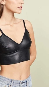 NWT Commando Faux leather long line bralette black size small $72 Luxury Basics - Picture 1 of 7