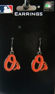 Baltimore Orioles Dangle Earrings (Chrome) Licensed MLB Baseball Jewelry - Picture 1 of 3