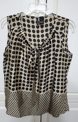 Blusa sedosa sin mangas New Directions a lunares dorada negra para mujer grande FFF-13 Foto 1 de 4