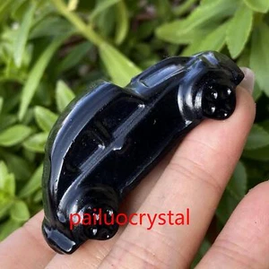 1 pieza Estatuillas Talladas Calavera Cristal Cuarzo Coche Obsidiana Natural 2.3" - Imagen 1 de 9
