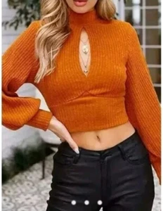 Shein Crop-Pullover hinten offen Knotendetail Medium  - Bild 1 von 4