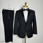Calvin Klein Tuxedo Suit Mens Shawl Dinner Black Wool 39R 32W