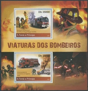 Estampillas de motores de bomberos de Santo Tomé y Príncipe 2011 MNH transporte especial 1v S/S - Imagen 1 de 1