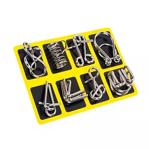 8pcs Metal Crafts Chinese Ring Puzzle IQ Brain Teaser Kid Adult Educational Toy - Picture 1 of 12