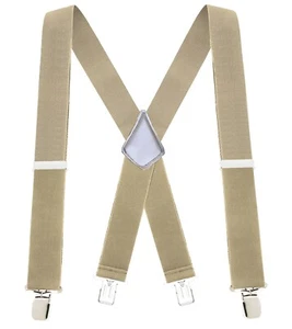 Buyless Fashion Mens Suspenders 48" Elastic Adjustable Heavy Duty 2" Wide X Back - Picture 1 of 77