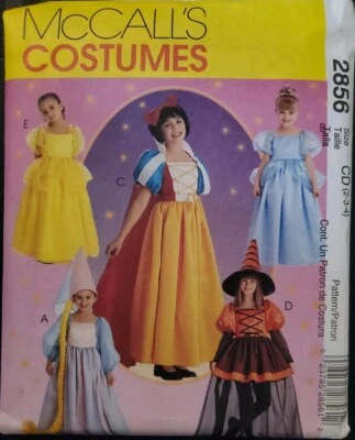 McCalls 2856 Sewing Pattern Disney Princess Costumes Toddler Sz 2-4 UNCUT - Image 1 of 2