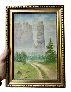 Orig. Ölbild - Sächsische Schweiz v. M. Kittner-  Felsen - Kunst Öl - ca.35x25cm - Bild 1 von 5
