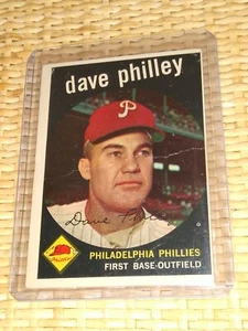 1959 Topps #92 Dave Philley (Philadelphia Phillies) creased original authentic - Picture 1 of 2
