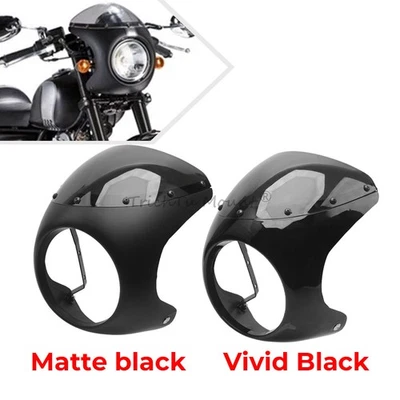 Cubierta de parabrisas carenado de faros negro mate/vivo de 7" para Harley Café Racer Foto 1 de 4