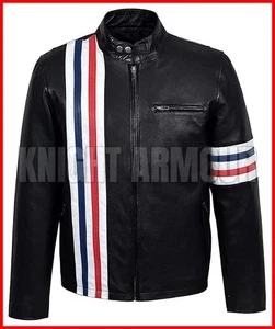 Men's Leather Jacket Genuine Lambskin Motorcycle Biker Racer Real Leather Black - Picture 1 of 5