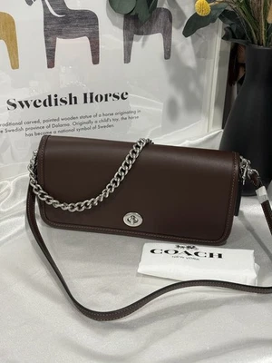 Coach Dinky Shoulder Bag Leather Silver/Maple 2 Straps CW641NWT - Image 1 of 4