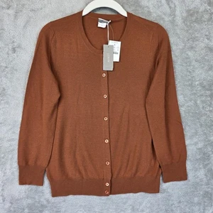 Maglione J Crew donna XXS marrone 100% cashmere cardigan bottoni davanti maglia morbida - Foto 1 di 11