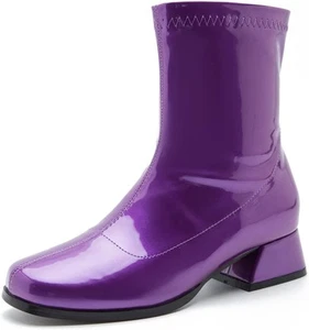 fereshte Gogo Boots For Women's Mid Calf Chunky Block Heel Zipper  - Picture 1 of 49