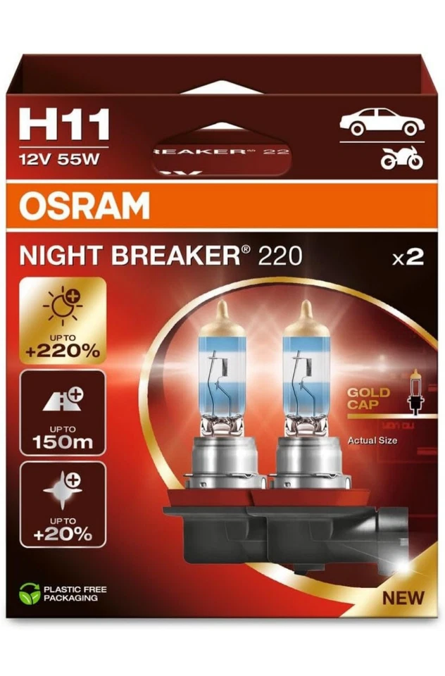 OSRAM H11 NIGHT BREAKER 220 DUOBOX Halogen bis zu +220% 1350 lm Model 2024/25 - Bild 1 von 3
