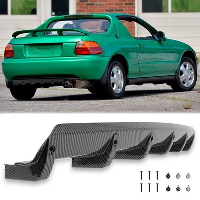 For Honda Civic del Sol Rear Diffuser 6 Fins Bumper Lip Splitter Spoiler Carbon - Image 1 of 4