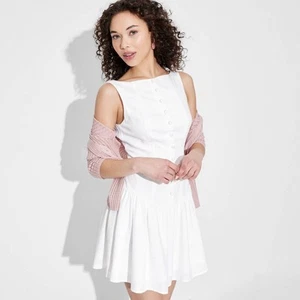 Women's Drop Waist Mini Sundress - Wild Fable White XS - Picture 1 of 3