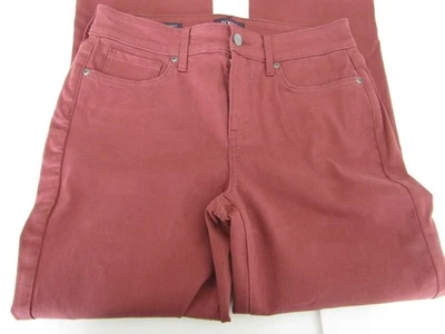 Jeans feminino NYDJ 4 vermelho borgonha reto elástico macio EUA - Imagem 1 de 4