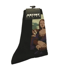 ARTIST SERIES "Mona Lisa" Novelty Crew Socks 1 Pair Adult US Shoe Size 7-12 NWT - Picture 1 of 5