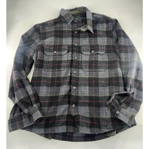 7 Diamonds Hombres Grande Frente a Presión Franela Escocesa Camisa Chaqueta Negra Gorpcore Preppy - Imagen 1 de 13