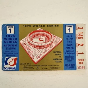 1970 World Series Game 1 Ticket Orioles at Reds Palmer wins B. Robinson HR - Picture 1 of 4