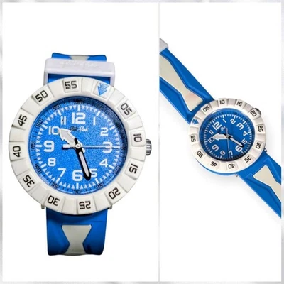 Reloj deportivo Flik Flak Blubia ZFCSP026 azul blanco correa de silicona grupo de muestras Foto 1 de 4