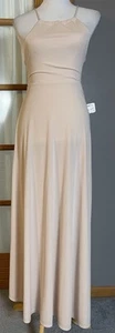Women’s Halter Neck Maxi Dress Sz S Strappy Back Peach Wedding Cocktail - Picture 1 of 11