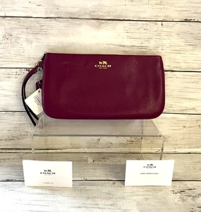 Coach Raspberry Pebbled Leather Wristlest - Picture 1 of 6