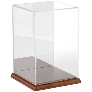 Plymor Clear Acrylic Case w/ Hardwood Base (Mirror Back), 6" W x 6" D x 9" H - Picture 1 of 2