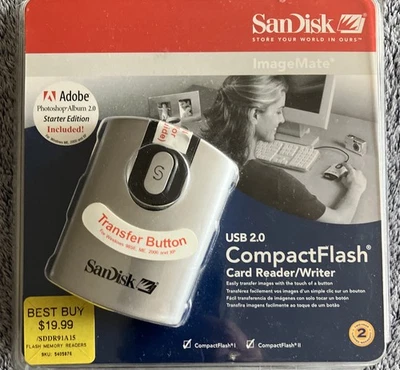 SanDisk CompactFlash Card Reader/Writer CF Type I/II ImageMate USB 2.0 New - Image 1 of 2