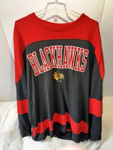 CHICAGO BLACKHAWK SWEATSHIRT Red Black Hockey NHL Sewn Embroidered Logo Adult XL - Picture 1 of 6