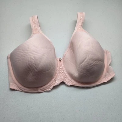 Breezies Women Bra 40DD Light Pink T Shirt Underwired Lace Bow Strap - Image 1 of 4
